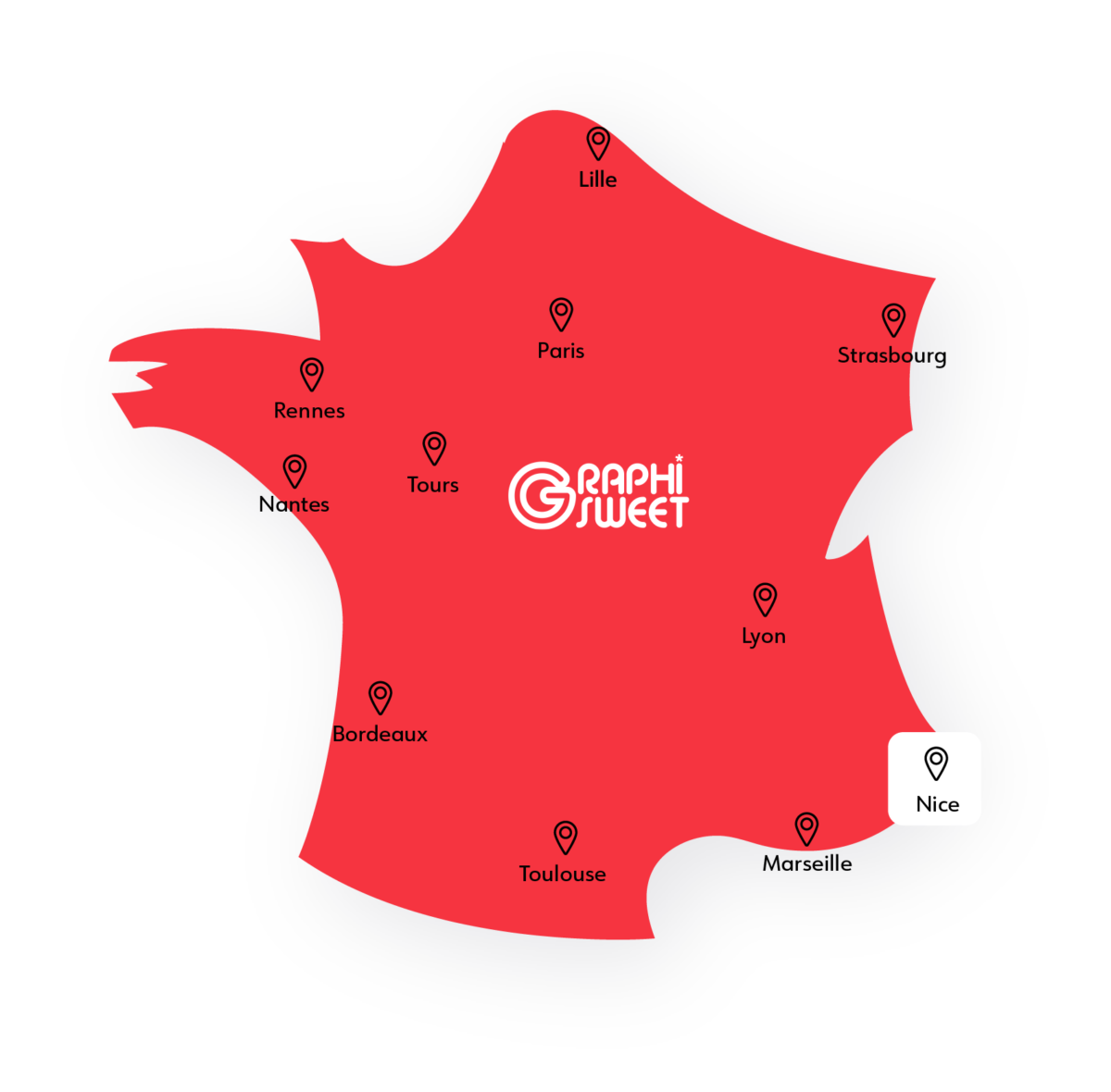 carte des agences Graphisweet en France